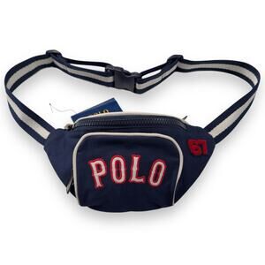 Polo Ralph Lauren 67 Logo Canvas Fanny Pack Waist Bag Blue NEW!